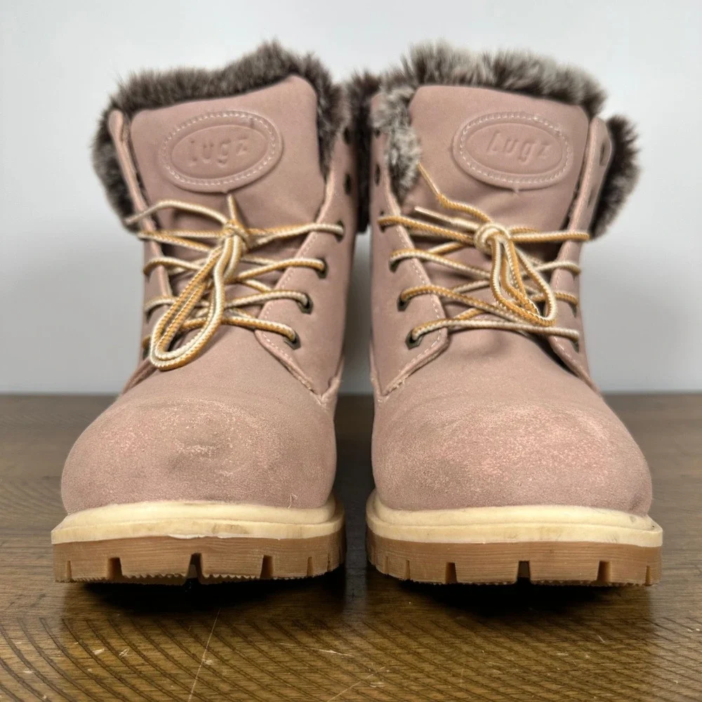 Lugz Boots Womens 10 Soft Pink Convoy Hi Faux Fur Winter Work Chunky Y2K